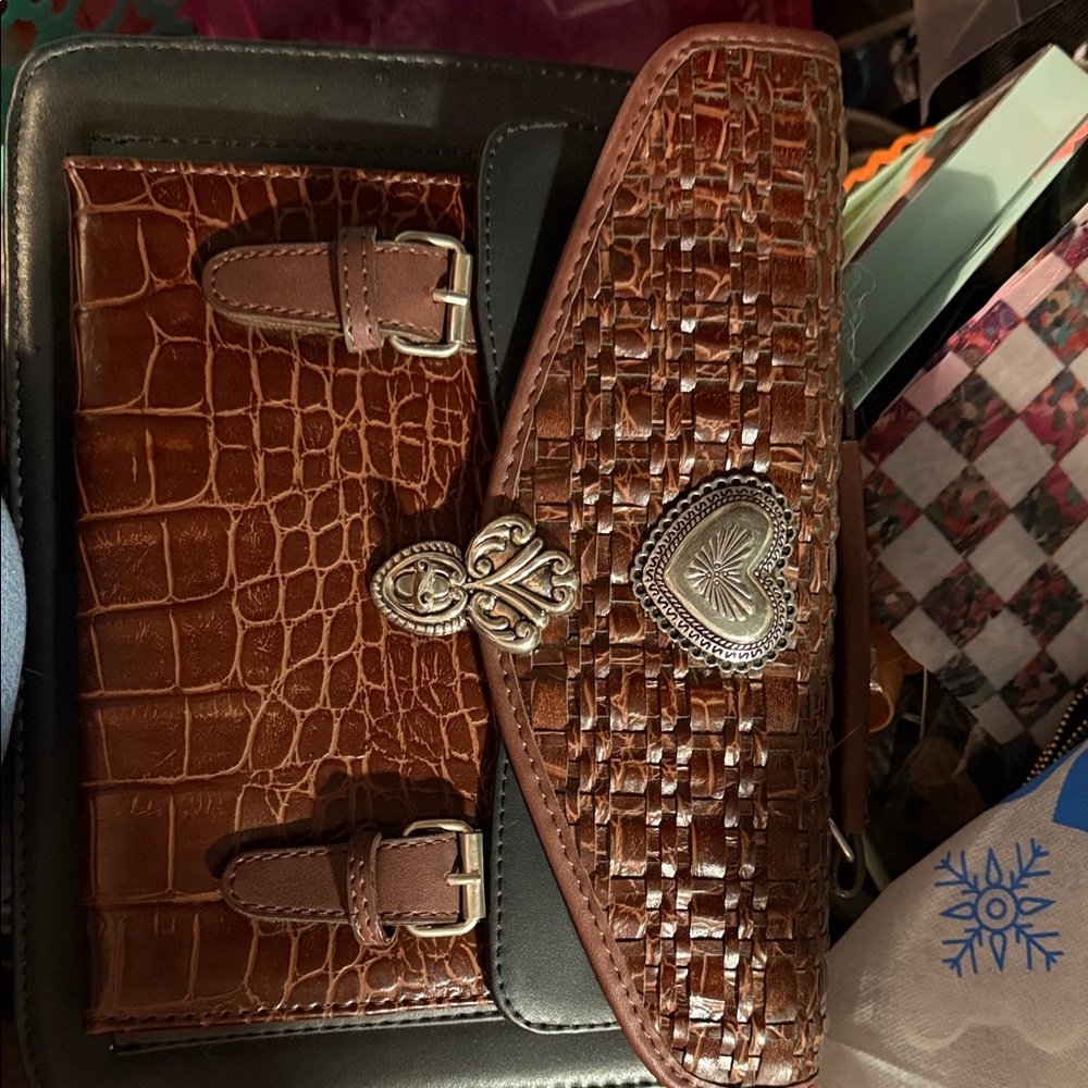Brown Woven Leather Women's Bag